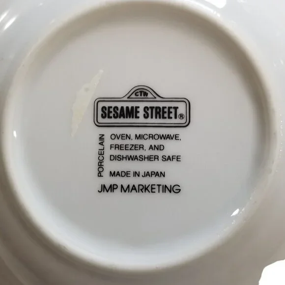 Sesame Street Childs Plate Bowl Porcelain Cookie Monster 2 pc set Vintage - Picture 8 of 9